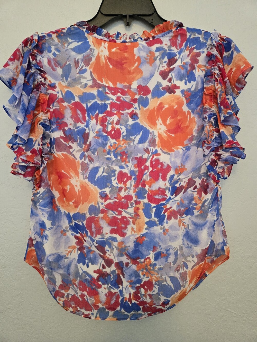 Lauren Ralph Lauren Womens Floral Ruffle Trim Georgette Blouse - Picture 5 of 7